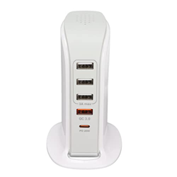 Estación de Carga USB de Escritorio, Estación de Carga de Torre USB de 5 Puertos, Carga de Cargador USB Multipuerto para Teléfonos Inteligentes, Table en oferta