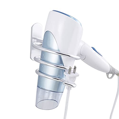Soporte para secador de Pelo de Montaje en Pared, Soporte para secador de Pelo sin taladrar, Soporte para secador de Pelo de baño Soporte de aleación 