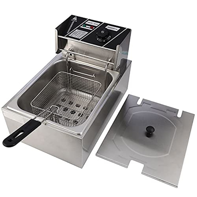Freidora eléctrica de 6L Freidora profunda Freidora de encimera Freidora de chips de acero inoxidable Tanque de grasa Cesta de malla interna antiadher