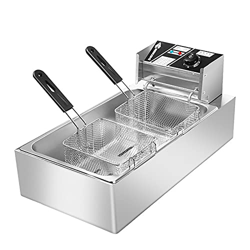 Freidora eléctrica de 3200 W Tanque de 12 l Freidora de grasa profunda Control de temperatura Cesta de aceite extraíble Freidora de chips de acero ino en oferta