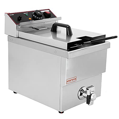 Freidora comercial 10L 12L Freidora con control de temperatura de grasa Freidora Recipiente de aceite extraíble Cesta de acero inoxidable con freidora