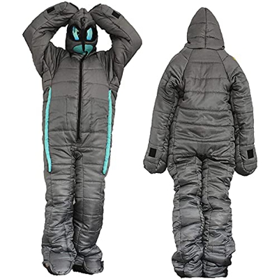 Saco de Dormir con Brazos y Piernas Camping Saco de Dormir de 0 Grados Usable Ligero Impermeable Clima Cálido y Frío