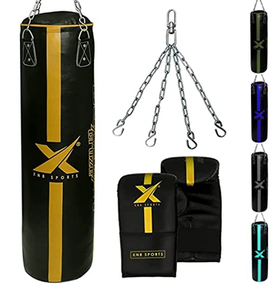 XN8 Saco de Boxeo VACÍO - Bolsa de Boxeo 4ft-5ft para Kick Boxing - MMA Muay Thai Artes Marciales Tarea Pesada Entrenamiento