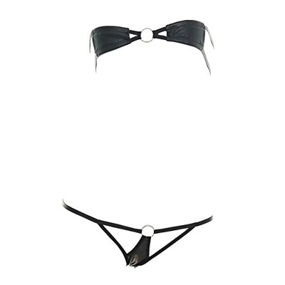 SINGUYUN Conjunto de bikini sexy para mujer, bikini de anime, lencería Kawaii, brasier y bragas lindo, 215negro, Talla única