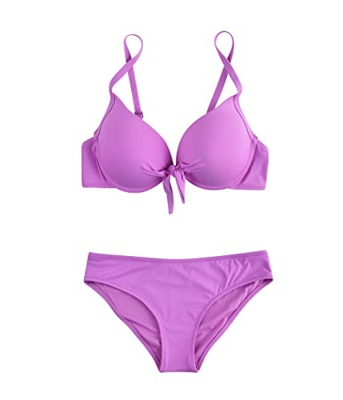 Mujeres de Dos Piezas Bañador Anudado con Lazo Conjuntos de Bikini con Relleno favorecedores S-XXL Traje de baño (XXL, 26591-Purple)