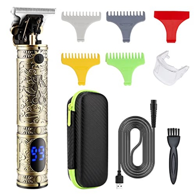 GANMEI Cortadora profesional de peluquería vintage T9 recortadora de pelo inalámbrico cortadora de pelo para hombres con pantalla digital