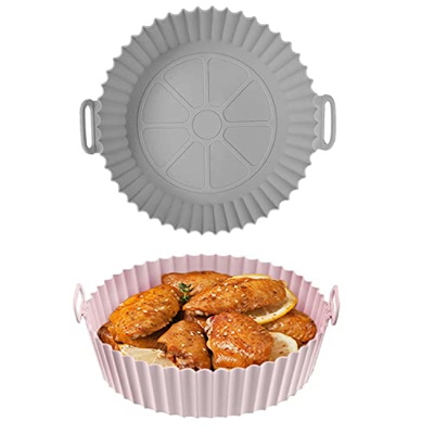 Olla de Silicona para Freidora de Aire , 2pcs 20.5cm Molde Silicona Freidora de Aire, Silicona Freidora Aire, Cesta de Silicona de Freidora Aire, Alfo