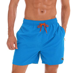JustSun Bañador Hombre Bañadores Surferos Bañador Corto Hombre Natacion Traje de Baño Secado Rápido Impermeable con Bolsillo Cremallera Azul Mar XL en oferta