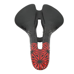 Sillín de Bicicleta, Funda de Asiento de Bicicleta Transpirable Ahuecada, Estable de Cuero de Microfibra para Bicicletas de Carretera(Negro Rojo) en oferta