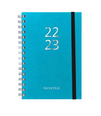 Agenda 2022 2023 - Blue - Semana Vista - Tamaño A5 - 14,5 x 21,2 cm - Idioma: Español-Inglés - Incluye cinta de registro - Papertrac