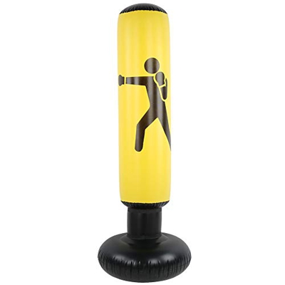Bnineteenteam Columna de Boxeo Inflable, 3 Colores, Saco de Arena de Descompresión para Adultos, Saco de Boxeo Grueso(Amarillo)