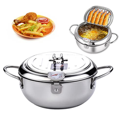 UGCER Olla para freír, sartén Tempura de Estilo japonés de Acero Inoxidable 304 con Control de Temperatura y Tapa para Papas Fritas, camarones, albónd en oferta