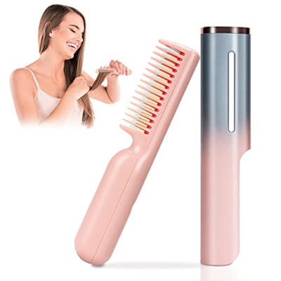 Cepillo alisador para el cabello, 150 °C a 200 °C, cepillo alisador profesional, peine alisador, carga USB, plancha inalámbrica de viaje, 3 niveles de