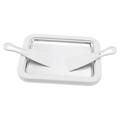 Plato de Rodillo para Helado, Helado Enrollado Casero con 2 Espátulas de 8.9 X 6.9 X 1.3 Pulgadas sin Enchufar en la Bandeja para Hacer Helados Instan