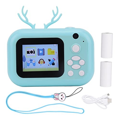 Cámara instantánea para niños, mini cámara de impresión digital con rollo de papel de impresión HD portátil de 24MP Cámara para selfies para niños Cám