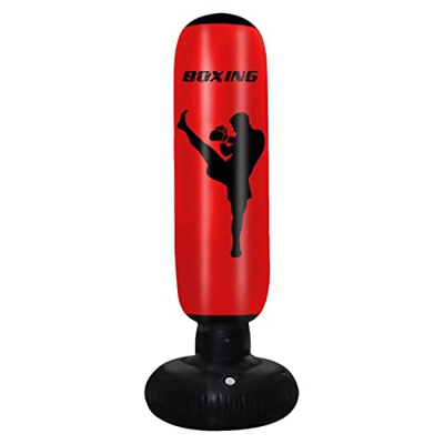 Pomrone 4 Pcs Saco de Boxeo Inflable para Adultos - Soporte de Boxeo para Saco Pesado de 67 Pulgadas,Equipo de Boxeo para Entrenamiento en casa, Poste