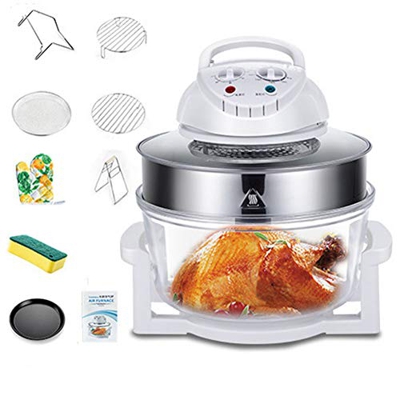 Freidora de aire caliente compacta, horno portátil, freidora de aire caliente sin aceite, temporizador y control de temperatura, cesta antiadherente d