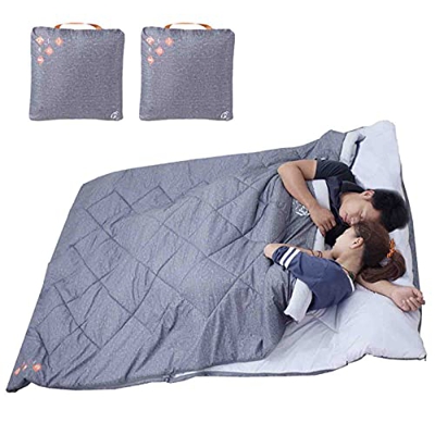 Saco de Dormir para la Familia, Adulto, Saco de Dormir de Gran tamaño, Ligero, Impermeable, para Clima cálido, 2 Almohadas para Acampar, Caminar, Hace