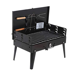 Portable Foldable Charcoal BBQ Grill for 3-5 Person Outdoor Barbecue Grill Roasting Family Party Grill Home Garden BBQ Grill (Color : Black) características