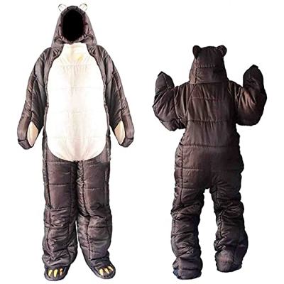 Saco de Dormir portátil para Adultos Sacos de Dormir de Cuerpo Completo Ligeros Impermeables para Clima cálido y frío en Forma de Oso con diseño de Cr