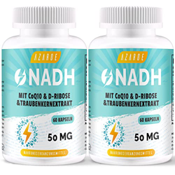 NADH 50 mg, Fórmula Avanzada con CoQ10, Vegano, Alta Potencia, Mejora la Energía Celular, Producción de ATP, Apoyo Antioxidante, 120 Cápsulas en oferta