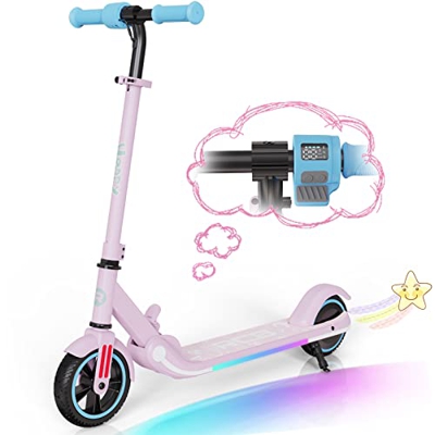 RCB Patinete Eléctrico Niños de 6-12 años de Edad, Patinete con Pantalla LED, Luces Neón de Cinco Colores, Altura y Velocidad Ajustables, Patinete Elé