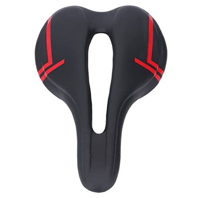 Sillín de bicicleta de montaña, cojín de asiento de bicicleta de cuero PU de microfibra, sillín de bicicleta transpirable hueco, cómodo cojín de asien