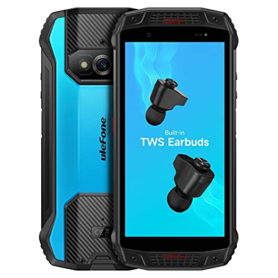 Smartphone Resistente Ulefone Armor 15 (Auriculares TWS Integrados), Android 12, Altavoces Estéreo Dobles, 5,45'' HD+ IP68 Teléfono Antigolpes, Helio 