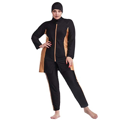 oneforus Mujeres 3 Piezas Trajes de baño Musulman - Modesto Talla Grande Traje de baño con Islámico Hijab Kaftan Burkini Traje de Natacion