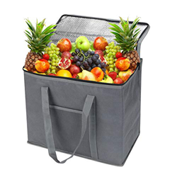 Bolsa isotérmica de 30 l, reutilizable, grande, versión mejorada del aislamiento de doble cremallera, bolsa térmica plegable (1 unidad) características