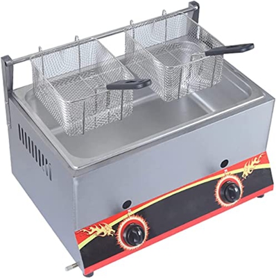 CRADZZA Freidora De Gas para Rosquillas Fritas, 11L / 22L Freidora De GLP De Encimera De Gran Capacidad, Potencia De Fuego Ajustable, Freidora De GLP 