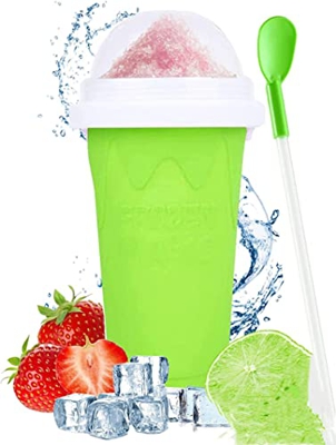 XXSLY Slushy Maker, Slush - Taza de helado (350 ml, con 2 en 1, con pajita, doble capa, exprimidor de doble capa), color verde