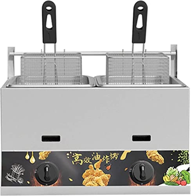 CRADZZA Freidora De Gas De Acero Inoxidable, 11L / 23L De Gran Capacidad, Potencia De Fuego Ajustable, Freidora Profesional, Freidora De GLP De Acero 