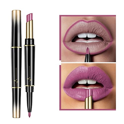 16 Color Long Lasting Lipstick Lipstick + Lip Liner Combo, Matte Double-Ended Lipstick Lip Gloss Long Lasting 24 Hour Lipstick Waterproof and Smudge P