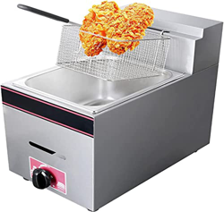 CRADZZA Freidora De Gas Comercial, Freidora Profunda Semiprofesional, Tanque De Grasa Individual De 10 L, Potencia De Fuego Ajustable, Freidora De GLP precio