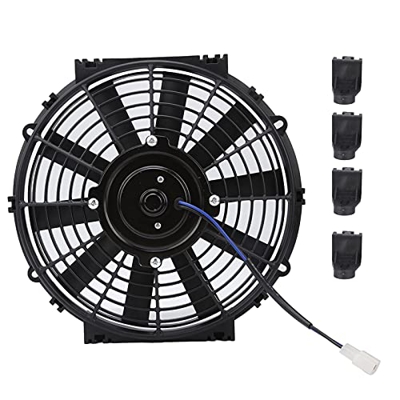 Dioche Ventiladores Y Kits 10In Ventilador de Refrigeración Eléctrico Delgado Radiador 24V 80W 2100Rpm 10 Hojas Rectas Universal para Automóvil