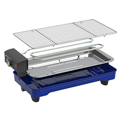 BBQ de Carbón Parrilla sin humo de parrilla eléctrica interior 1500W parrilla eléctrica de barbacoa eléctrica y placas de parrilla antiadherente con c