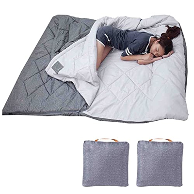 SXLIGHT Saco De Dormir Doble para Adultos, 2 Personas, para 4 Estaciones, Clima Cálido Y Fresco, Saco De Dormir Ligero para Mochileros, para Senderism