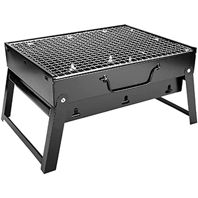 FMOPQ Barbecue Grill Portable Travel Folding Barbecue BBQ Charcoal Grill Outdoor Barbecue Grill Charcoal Grill with Pullable Grilling Net Handle for B