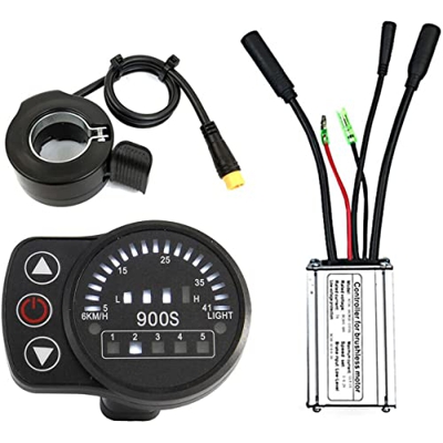 24V 36V 48V Bicicleta eléctrica Ebike LED LED900S Pantalla y 130X Acelerador de pulgar y KUNTENG KT-15A 6 Mosfets 250W Impermeable Squarewave Motor si
