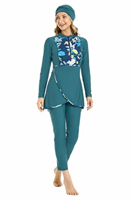 Trajes de baño Musulmanes para Mujeres lTraje de baño Modesto lBurkini de Talla Grande lTraje de baño islámico lManga Larga lTraje de baño (L, X4)