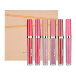 Pintalabios Paquete de 6 brillos de labios Set Liquid Mattes Sticky Cup Non Fade Lipstick Brillo de labios resistente al agua de larga duración 2.5ml  en oferta