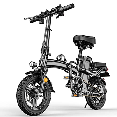 YALIXI Bicicleta Eléctrica De 14 Pulgadas para Adultos, E-Bike Plegable para Ciudad, Bicicleta Eléctrica Asistida por Pedal con Batería De Litio Extra