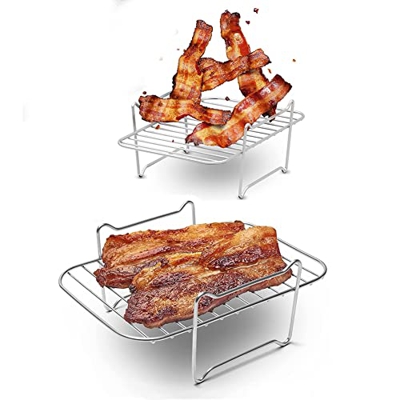 KAMAY Paquete de 2 Estantes de Freidora de Aire para Freidoras de Aire de Doble Cesta Estante de Acero Inoxidable 304 para Ninja Foodi DZ201/401 Cesta