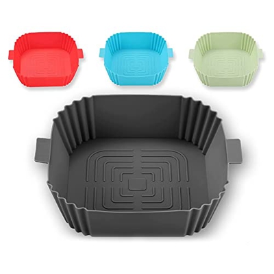 KAMAY Revestimientos Silicona para Freidora Aire,Revestimientos Cuadrados Reutilizables Silicona para Freidora Aire,Accesorios para Horno Freidoras Ai