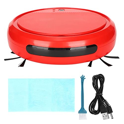 Nofaner Robot de Barrido Aspirador Inteligente 4 en 1 con Carga USB para la Oficina en el hogar Rojo, Robot de Barrido ABS