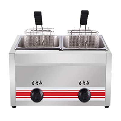 Freidora de Gas Comercial, Freidora de Gas de Escritorio de Acero Inoxidable con Canasta Frita Equipo de Cocina de Restaurante para Papas Fritas Pollo