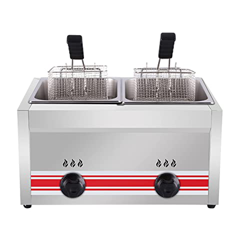 Freidora, Freidora de Gas Comercial, Freidora de Doble Cesta de 20 l de Acero Inoxidable para uso Comercial y Doméstico, Freidora de Gas de Encimera C en oferta