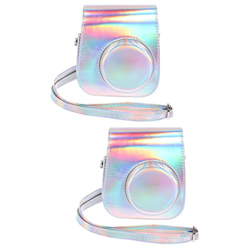 VALICLUD 2 Uds Cubierta Pu Que Lleva Cámara de Película de Plata Instantánea Cuero con Hombro Ajustable Correa de Arcoíris Bolsa de Bolsillo Estuche H precio