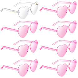 Weewooday 8 Gafas de Sol en Forma de Corazón sin Montura Transparente Rosa para Boda características